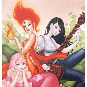 2014 Adventure Time Poster Bubblegum Flame Marceline Mimi Yoon 16 x 11" DWJJ8